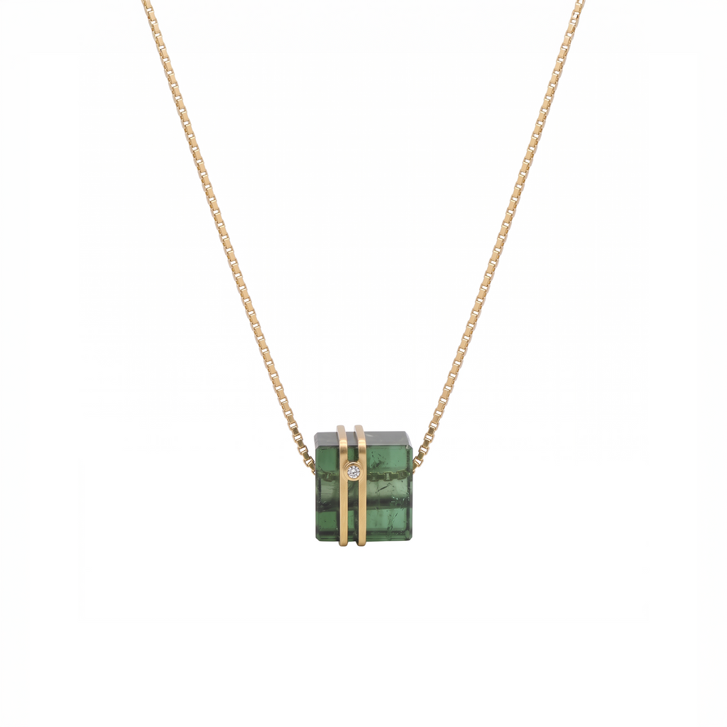 PINGENTE SEPARADOR TURMALINA VERDE COM DIAMANTE