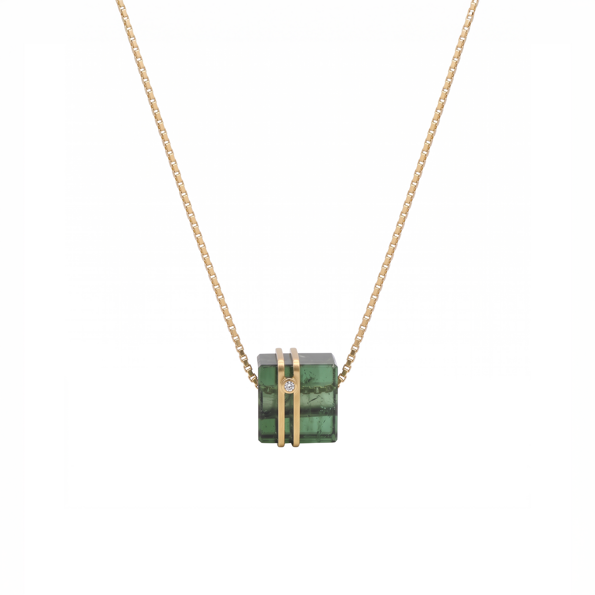 PINGENTE SEPARADOR TURMALINA VERDE COM DIAMANTE