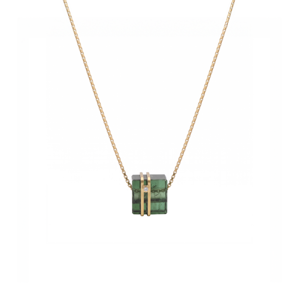 PINGENTE SEPARADOR TURMALINA VERDE COM DIAMANTE