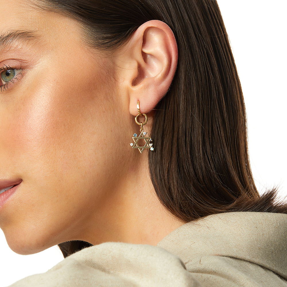 PINGENTE ESTRELA DE DAVI VAZADA COM GEMAS COLORIDOS