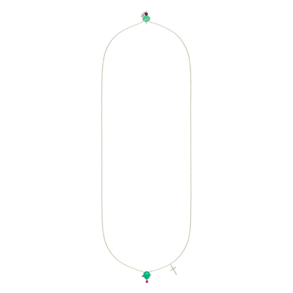 ESCAPULÁRIO ESMERALDA, GEMAS E CRUZ