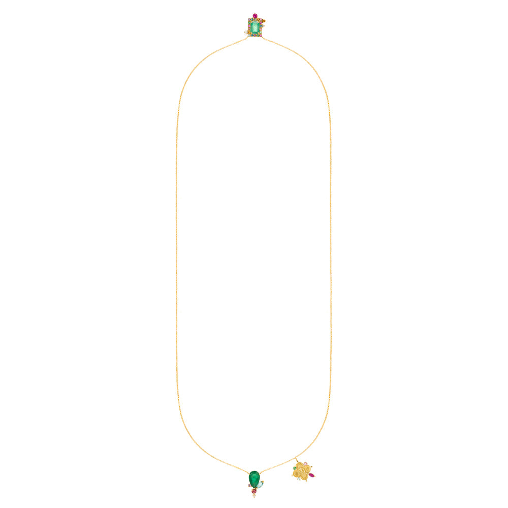 ESCAPULÁRIO ESMERALDA E MEDALHA SAGRADO CORAÇÃO