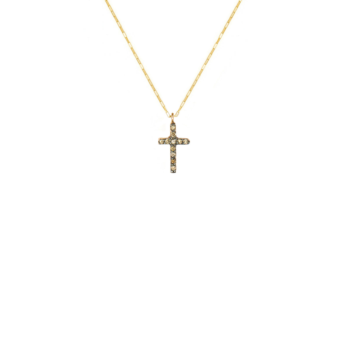 PINGENTE CRUZ DIAMANTES CHOCOLATE