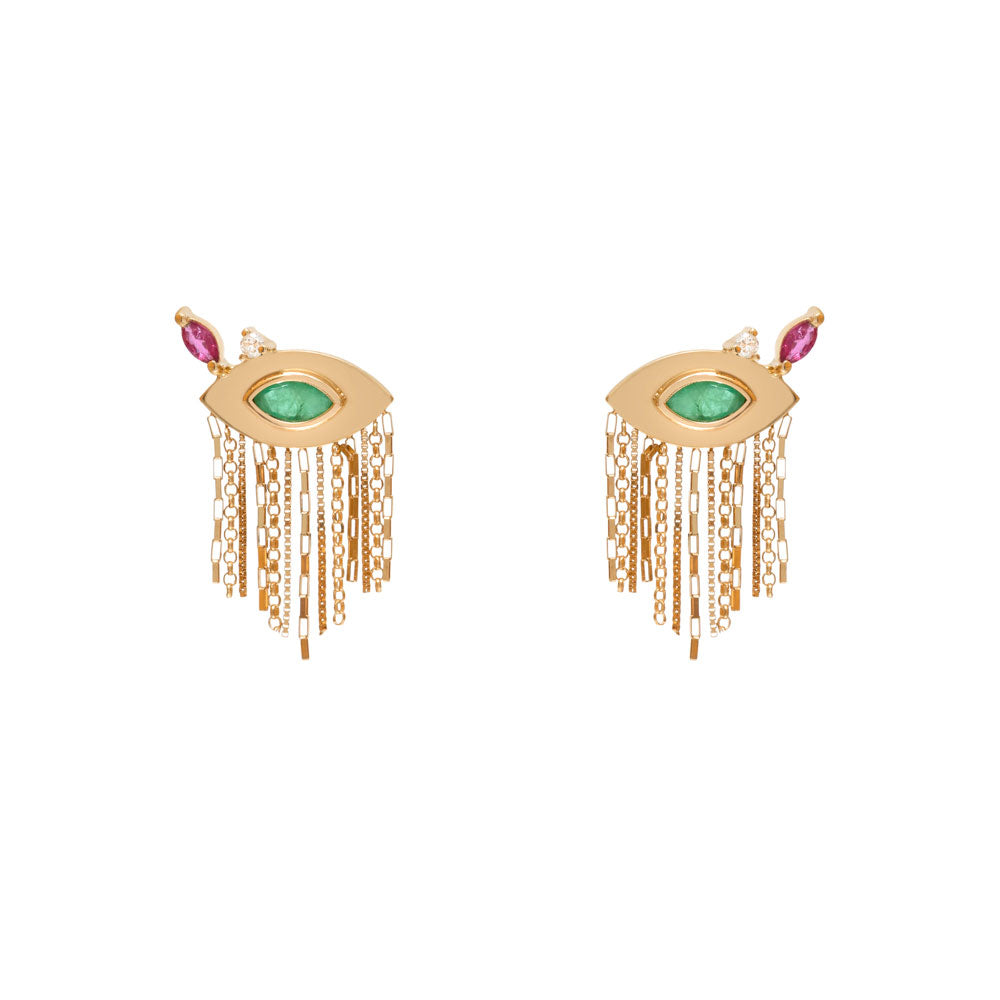 BRINCO OLHO GREGO FRANJAS COM ESMERALDA E RUBI