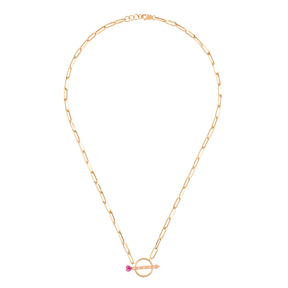 COLAR FLECHA RUBI CORAÇÃO