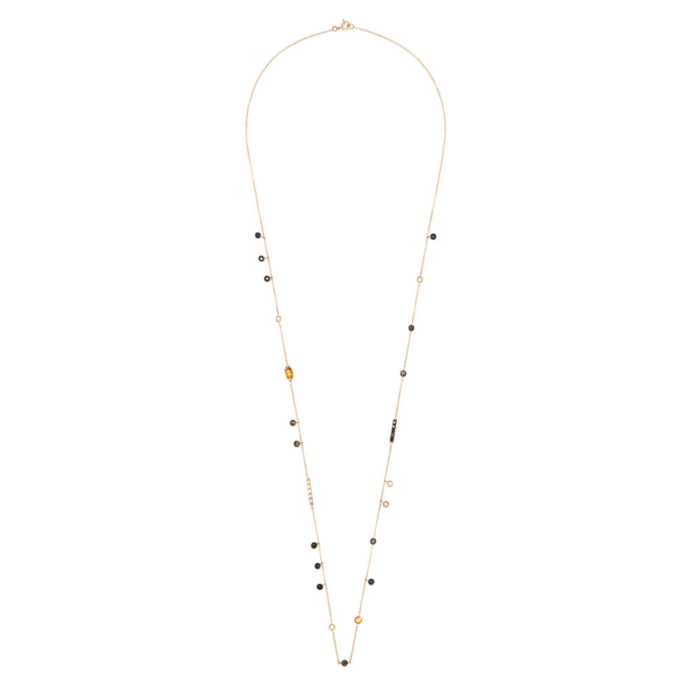 COLAR COM DIAMANTE BRANCO, NEGRO, CHOCOLATE E CITRINO