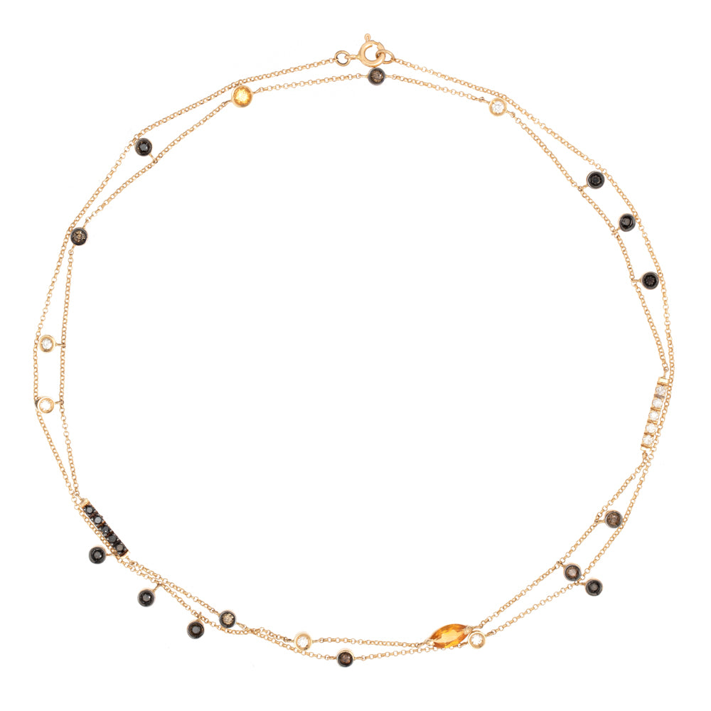 COLAR COM DIAMANTE BRANCO, NEGRO, CHOCOLATE E CITRINO