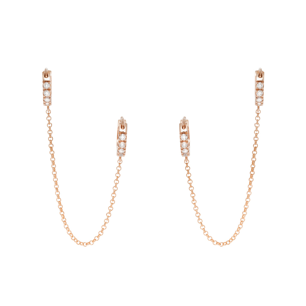 BRINCO ARGOLAS DE DIAMANTES COM FIO ELO PORTUGUÊS