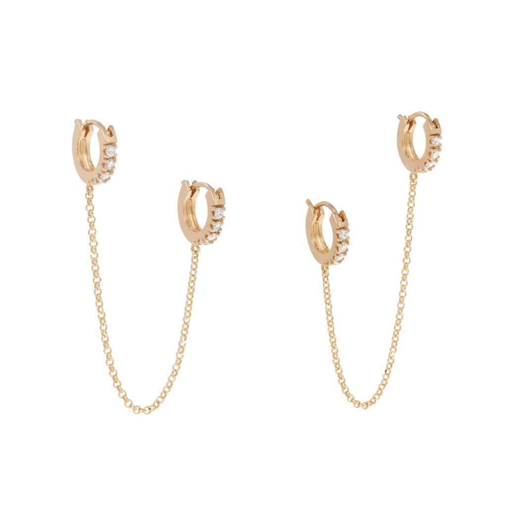 BRINCO ARGOLAS DE DIAMANTES COM FIO ELO PORTUGUÊS