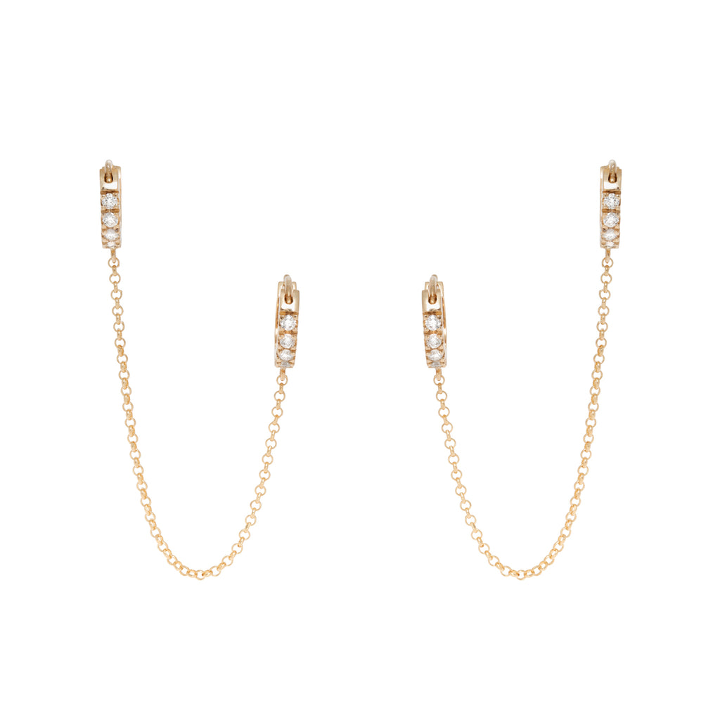 BRINCO ARGOLAS DE DIAMANTES COM FIO ELO PORTUGUÊS