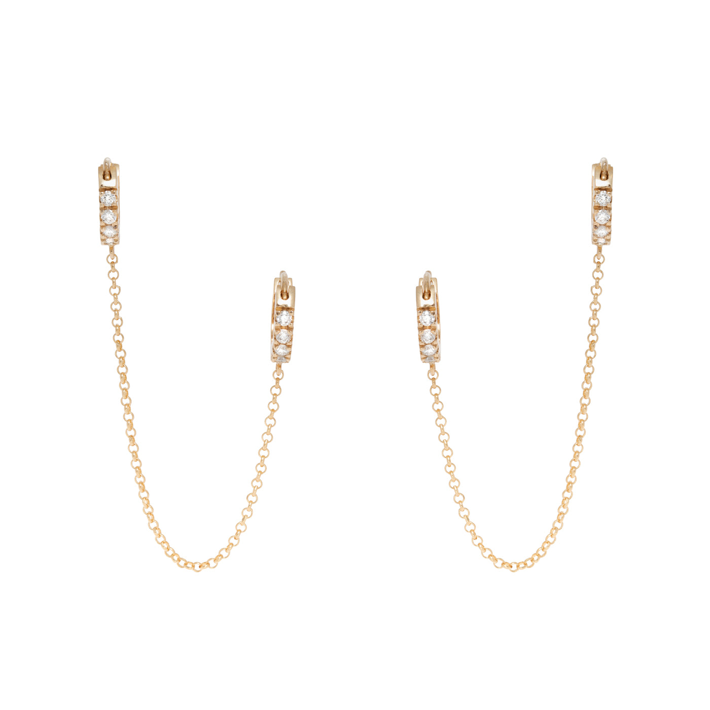 BRINCO ARGOLAS DE DIAMANTES COM FIO ELO PORTUGUÊS