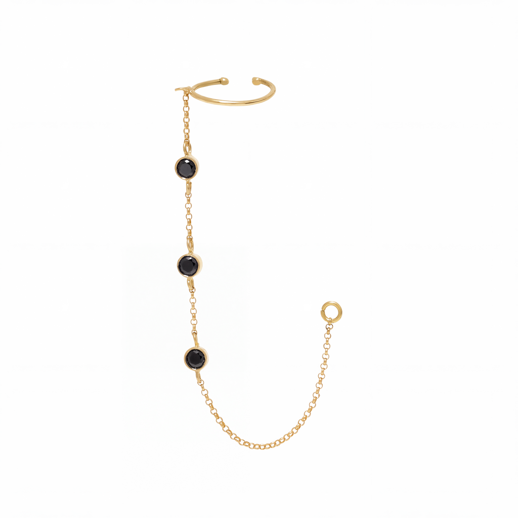 PIERCING FIO ELO PORTUGUÊS COM DIAMANTES NEGROS