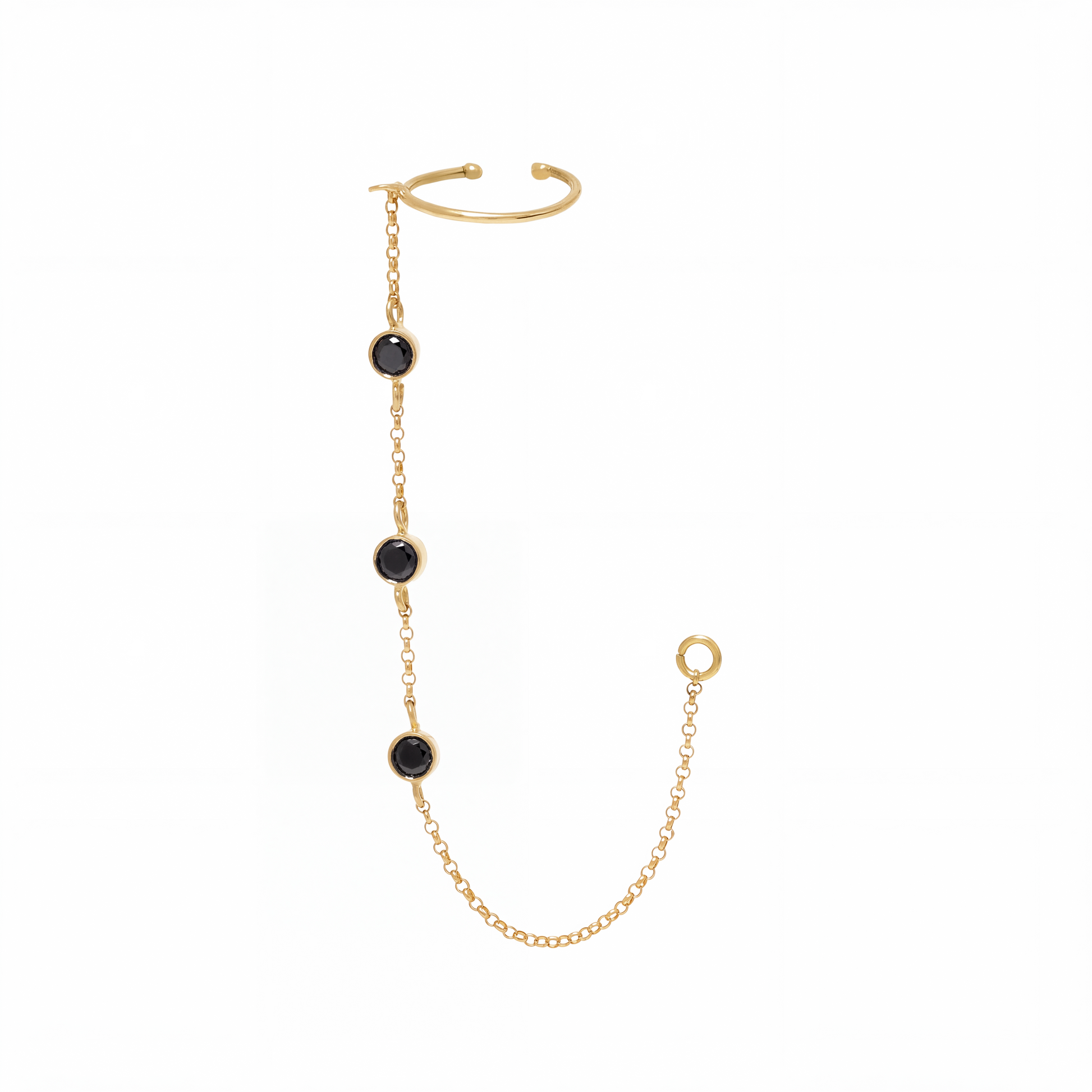 PIERCING FIO ELO PORTUGUÊS COM DIAMANTES NEGROS