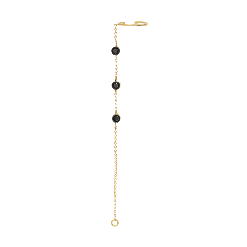 PIERCING FIO ELO PORTUGUÊS COM DIAMANTES NEGROS