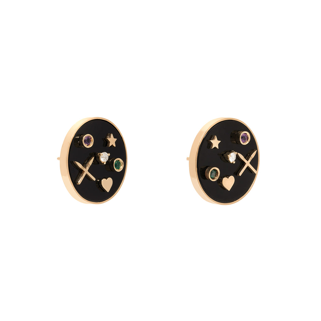 BRINCO COM ÔNIX, AMETISTA E ESMERALDA