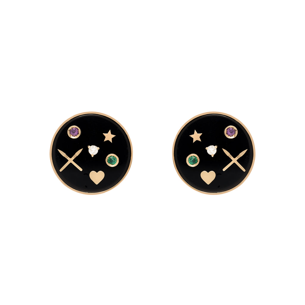 BRINCO COM ÔNIX, AMETISTA E ESMERALDA