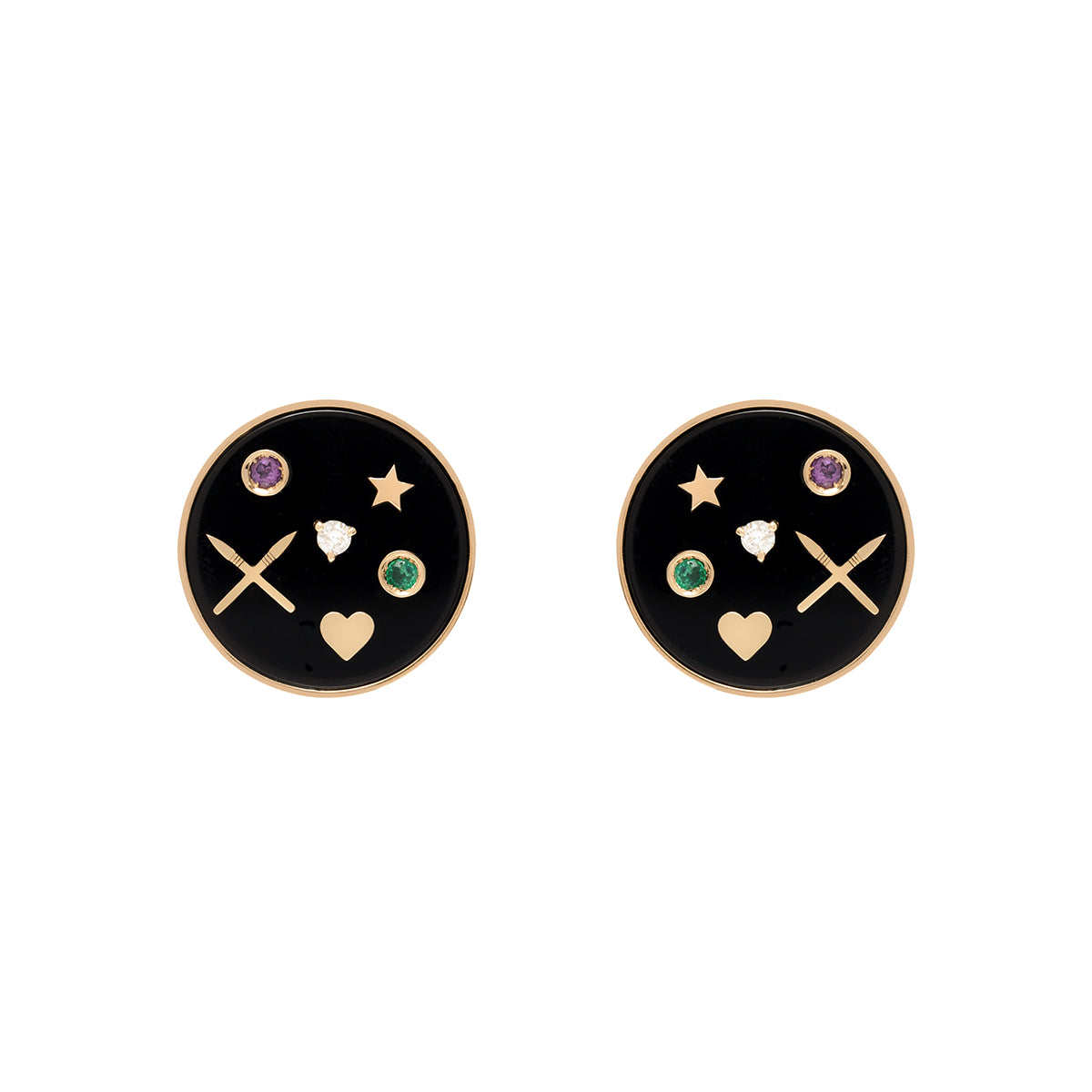 BRINCO COM ÔNIX, AMETISTA E ESMERALDA