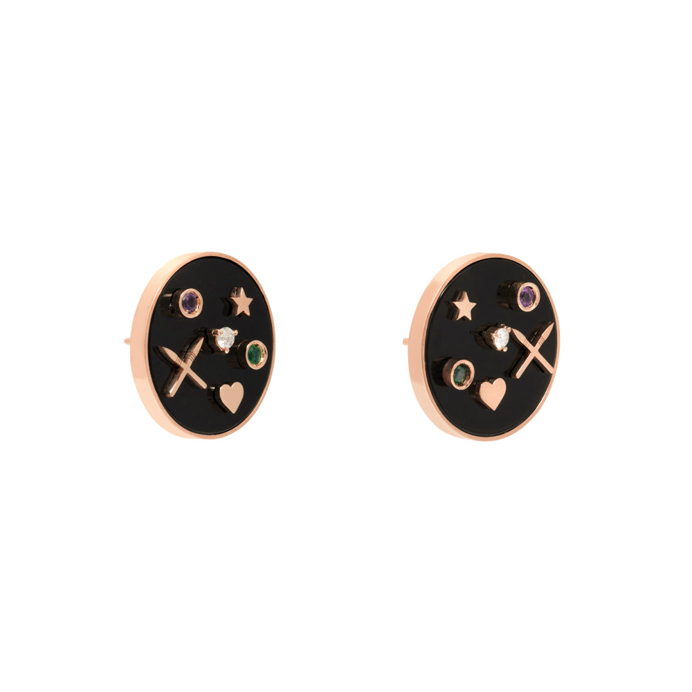 BRINCO COM ÔNIX, AMETISTA E ESMERALDA