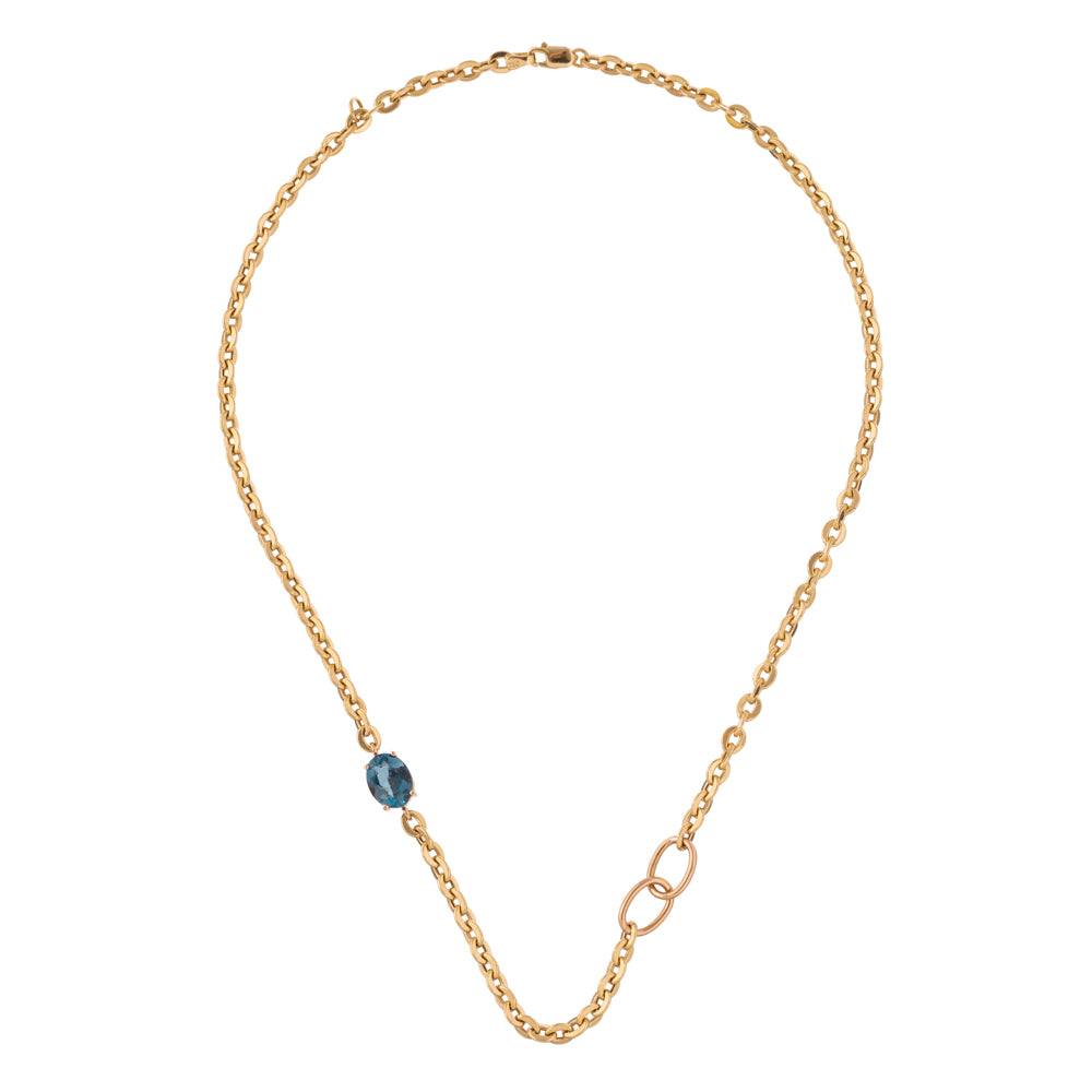 COLAR FIO BALÃO COM ELOS  E TOPÁZIO LONDON