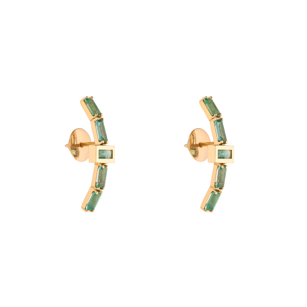 BRINCO CÔNCAVO BAGUETES COM ESMERALDAS