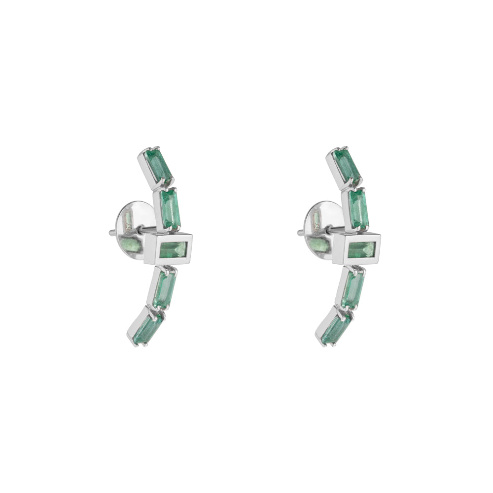 BRINCO CÔNCAVO BAGUETES COM ESMERALDAS