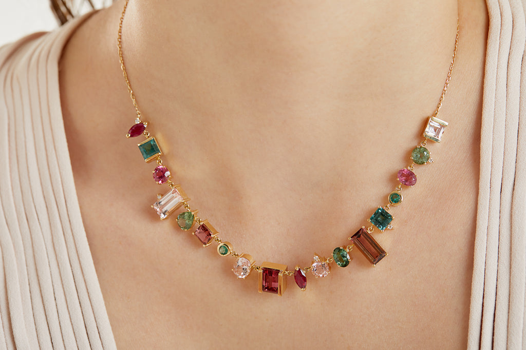 COLAR TURMALINAS, RUBIS, ESMERALDAS E DIAMANTE