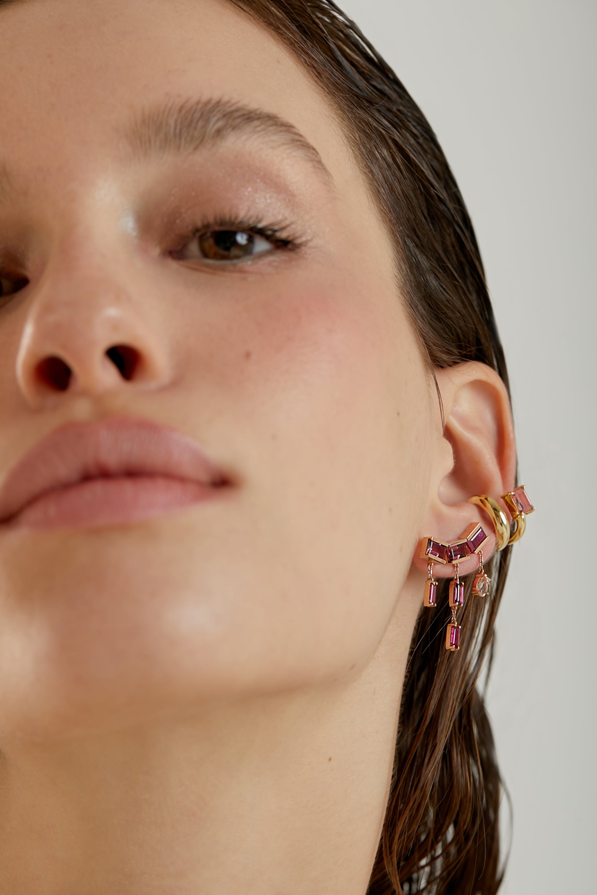 PIERCING DUPLO COM TURMALINA ROSA