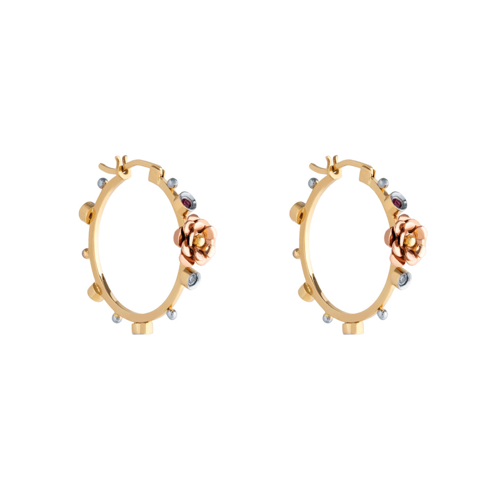 BRINCO ARGOLA COM RUBI E DIAMANTES