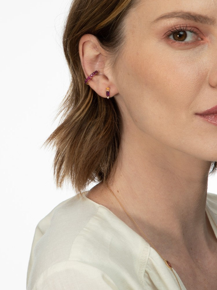 BRINCO COM AMETISTA, MANDARIM E DIAMANTE