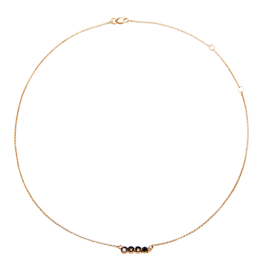 COLAR CHOKER COM DIAMANTES BRANCO, CHOCOLATE E NEGRO