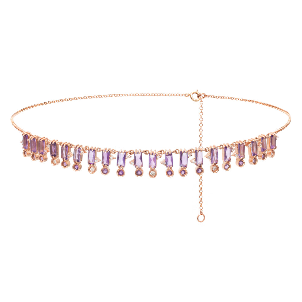 COLAR COM AMETISTAS E DIAMANTES