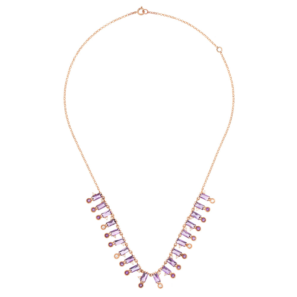 COLAR COM AMETISTAS E DIAMANTES