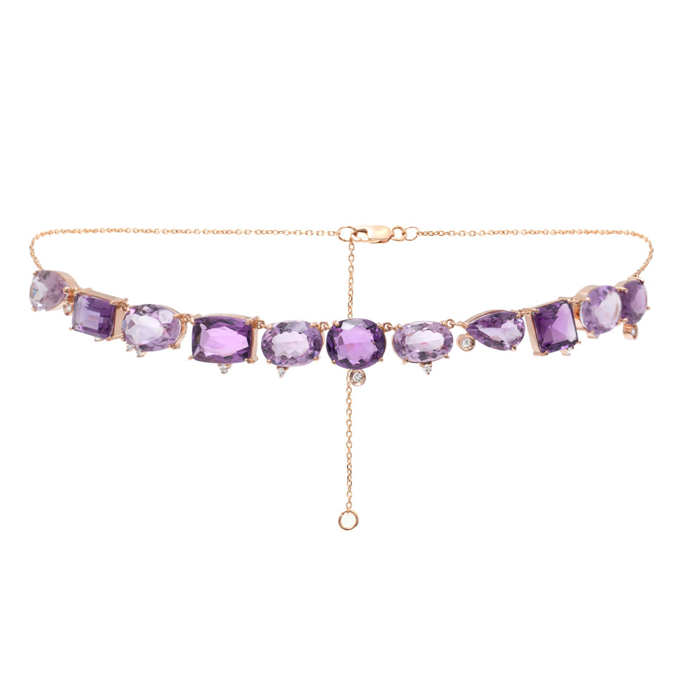 COLAR COM AMETISTAS E DIAMANTES