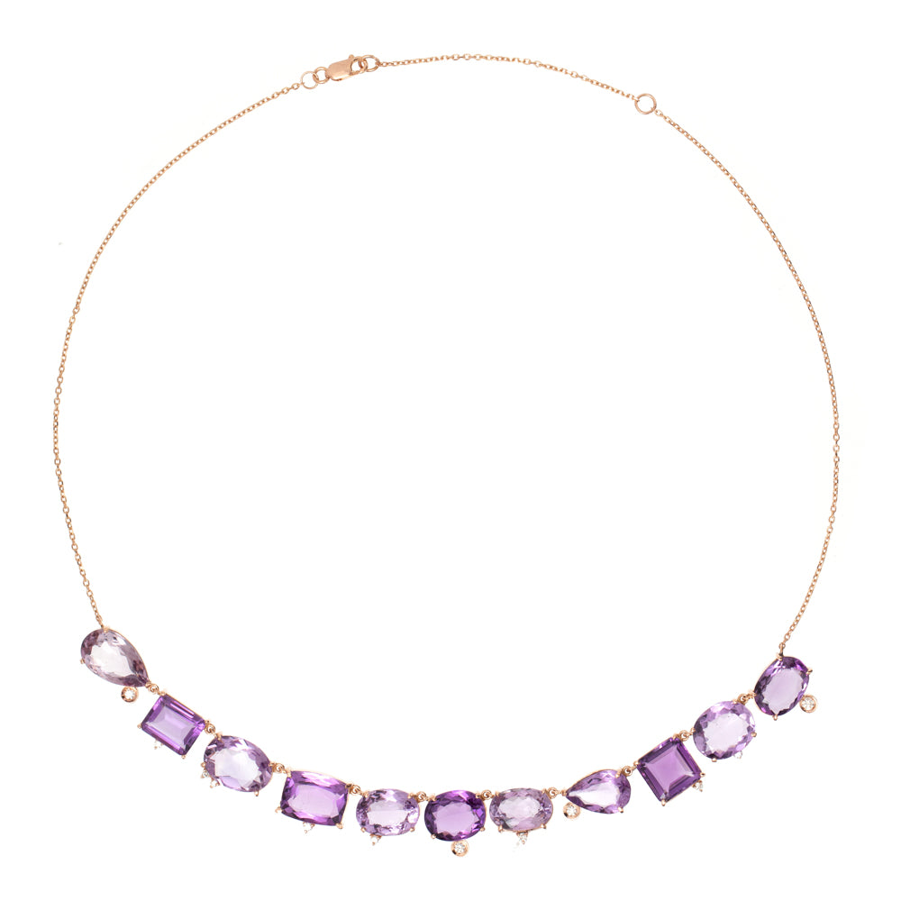 COLAR COM AMETISTAS E DIAMANTES