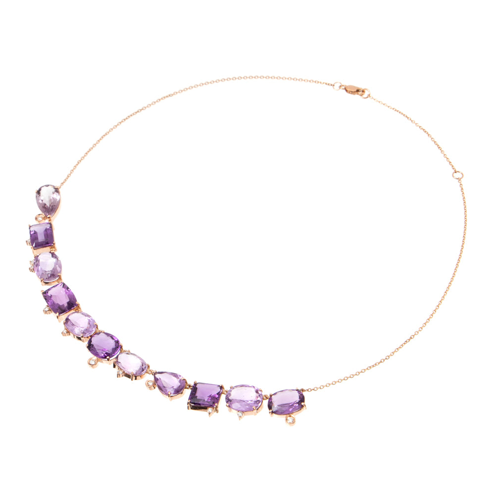COLAR COM AMETISTAS E DIAMANTES