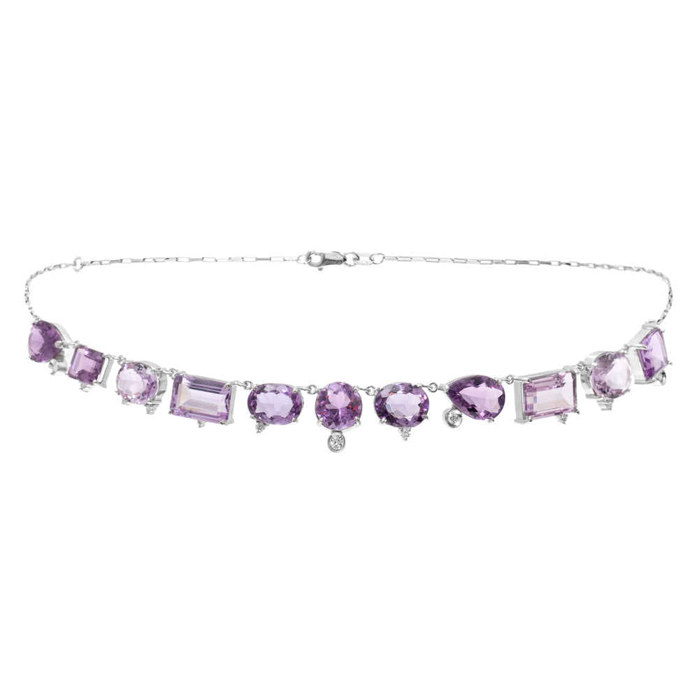 COLAR COM AMETISTAS E DIAMANTES