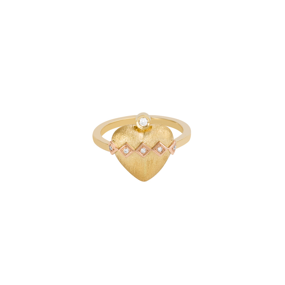 ANEL CORAÇÃO COM DIAMANTES