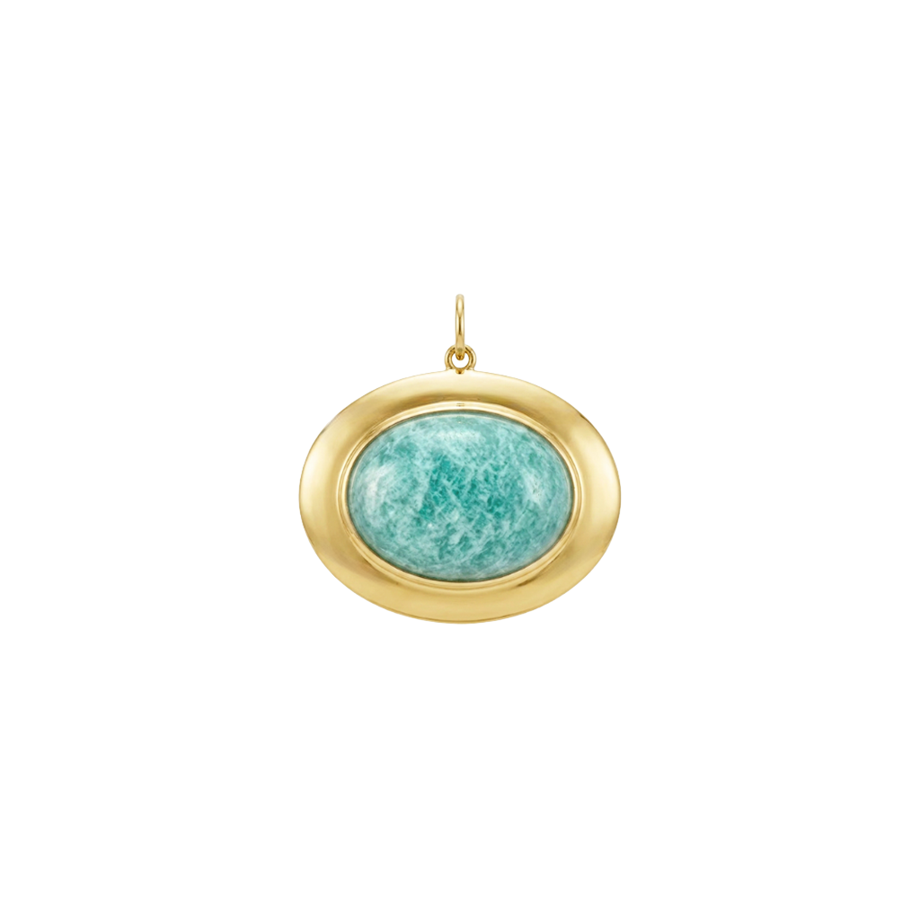 PINGENTE OVAL COM AMAZONITA VERDE