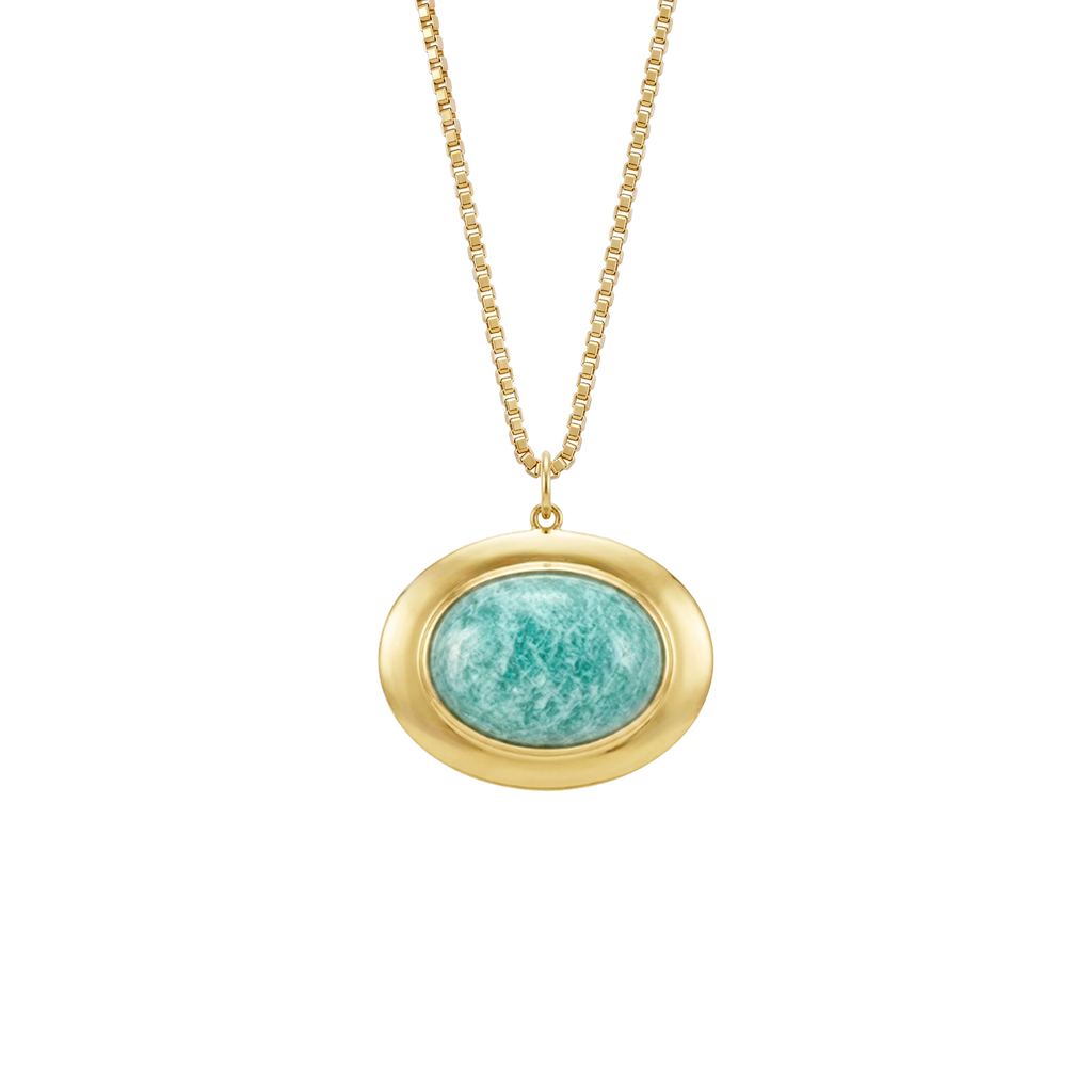 PINGENTE OVAL COM AMAZONITA VERDE