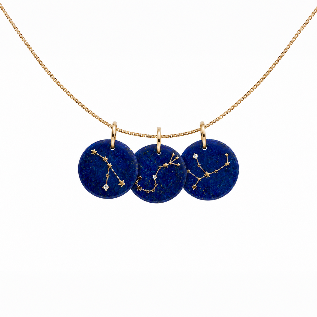 PINGENTE SIGNOS COM LÁPIS LAZÚLI E DIAMANTE