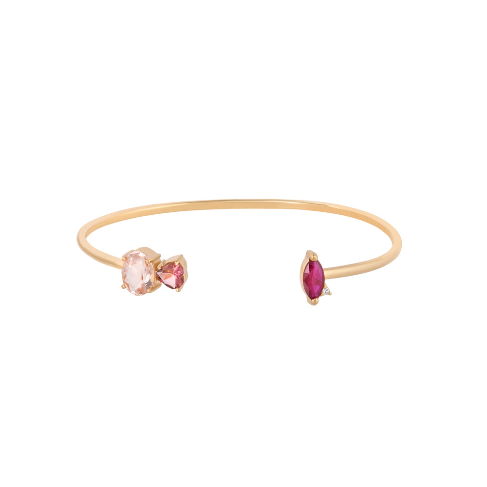 BRACELETE COM RUBI, TURMALINA ROSA E DIAMANTES