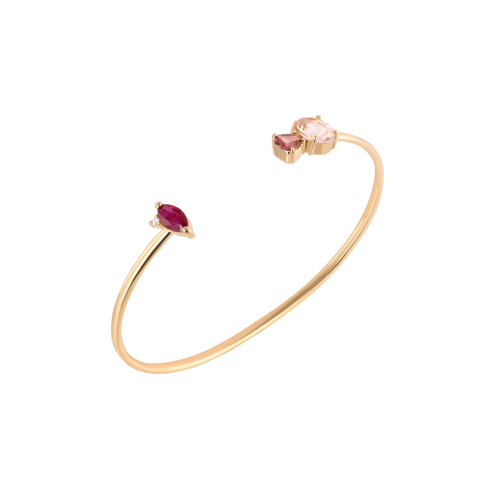 BRACELETE COM RUBI, TURMALINA ROSA E DIAMANTES