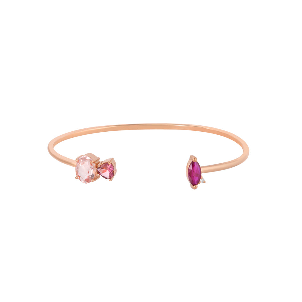 BRACELETE COM RUBI, TURMALINA ROSA E DIAMANTES