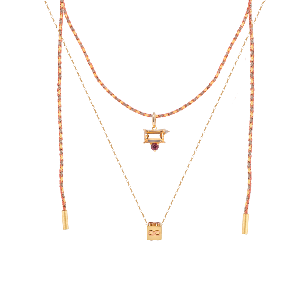 PINGENTE CITRINO, RODOLITA E DIAMANTE