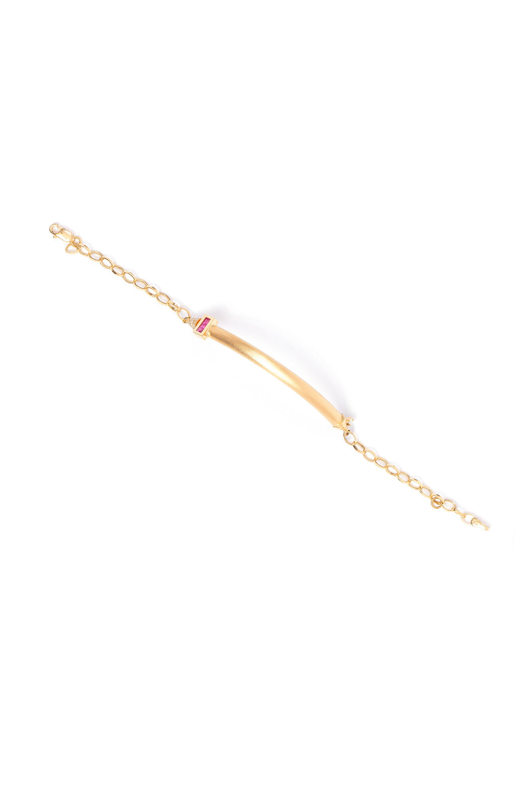 PULSEIRA MEIO ARO COM RUBI E DIAMANTE