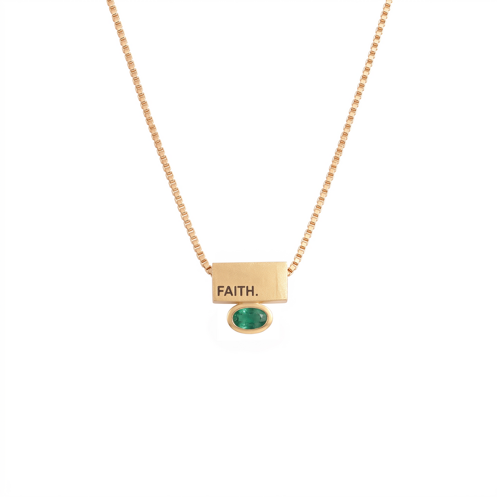"Faith" Spacer Pendant with Emerald in 18K Gold