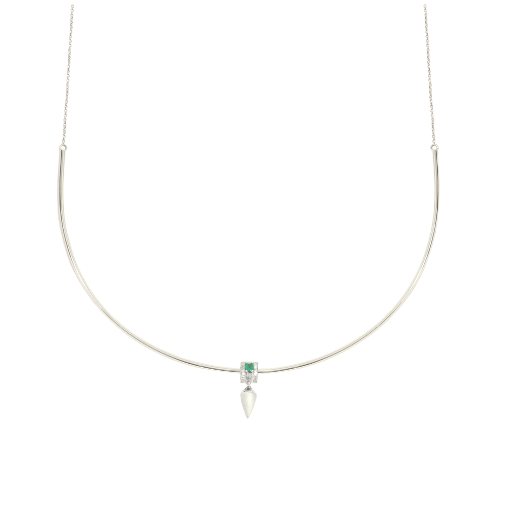 PINGENTE SEPARADOR DENTE COM ESMERALDA E DIAMANTE