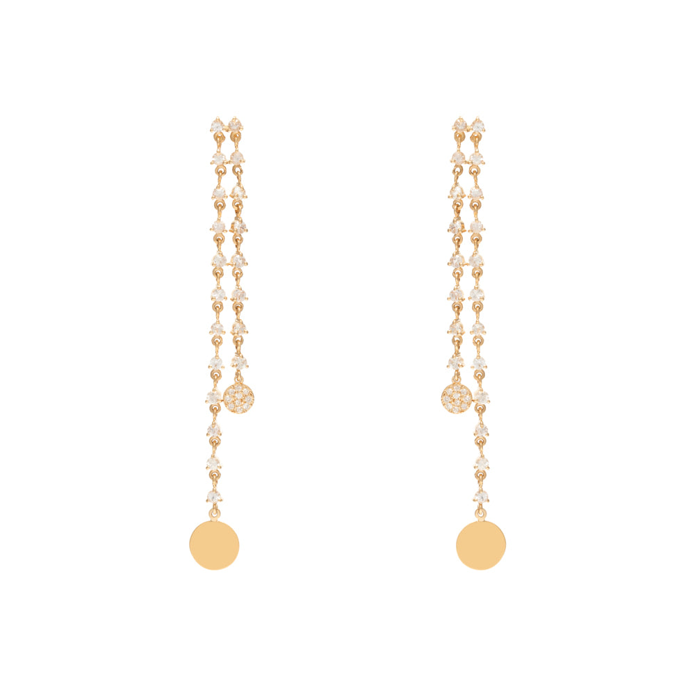 BRINCO CORRENTES COM SAFIRA INCOLOR E DIAMANTE