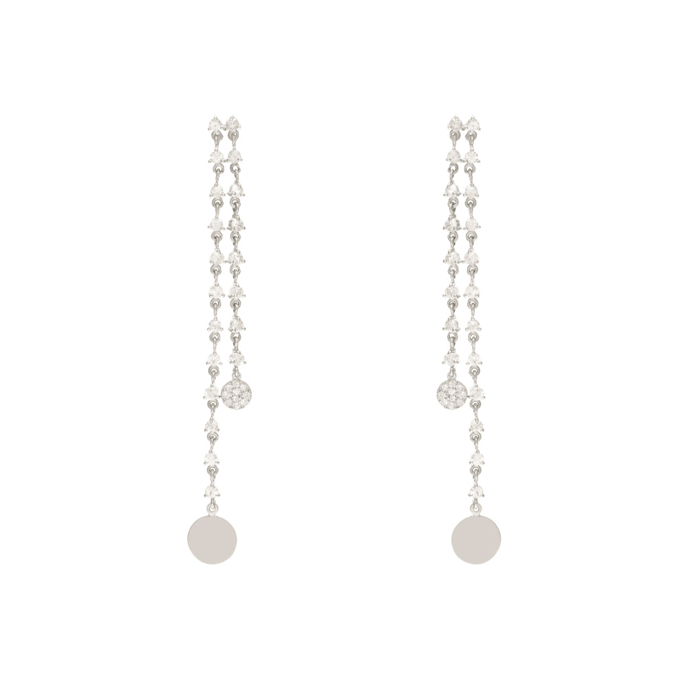 BRINCO CORRENTES COM SAFIRA INCOLOR E DIAMANTE