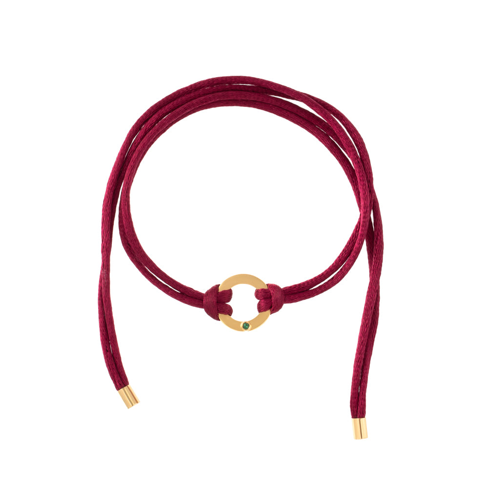 PULSEIRA FIO DE SEDA COM PINGENTE CÍRCULO